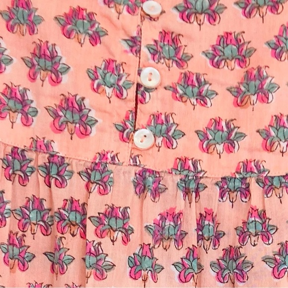 World Market peachy pink block print cotton top. Size small - Picture 3 of 5